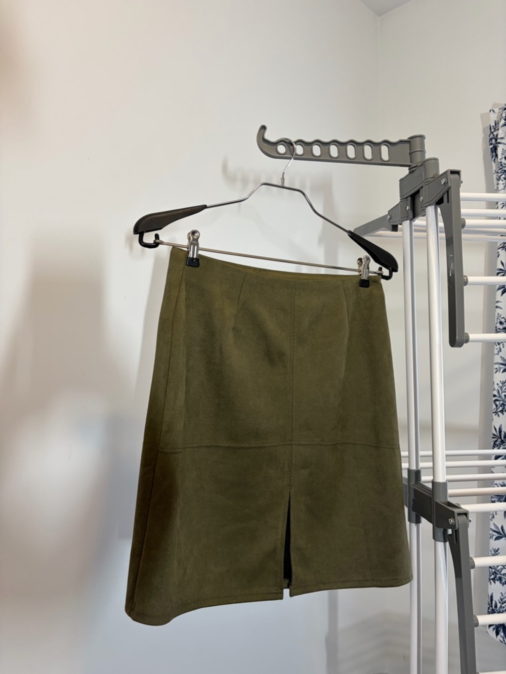 RIHOAS Olive Green A-Line Suede-Look Skirt